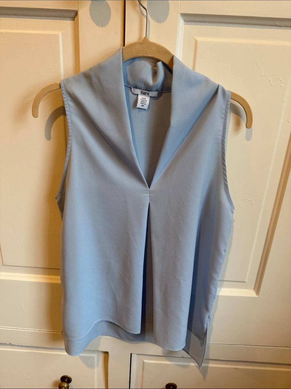 Bar III Light Blue V-Neck Sleeveless Blouse